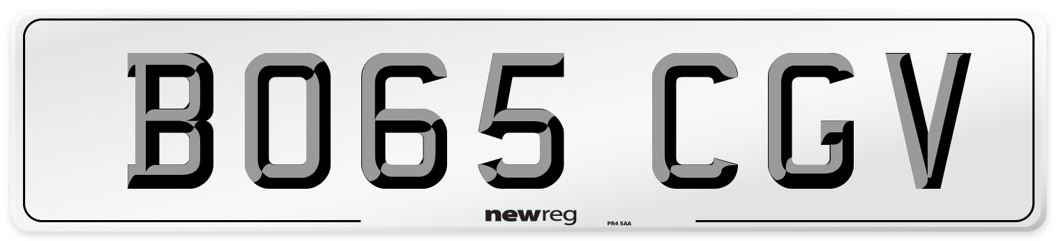 BO65 CGV Number Plate from New Reg